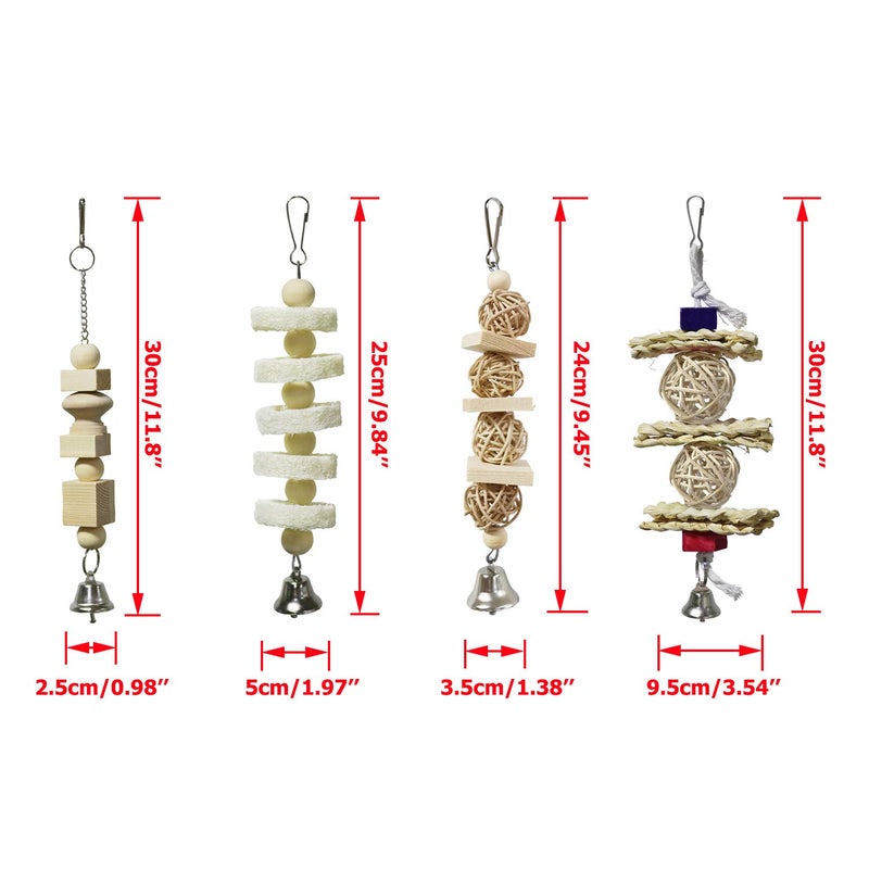 BWOGUE 7 Pack Bird Parrot Toys - Natural Wood Chewing, Climbing, Hanging & Hammock Toys for Small Parakeets, Cockatiels, Conures, Finches, Budgie, Parrots, Love Birds - Image 2
